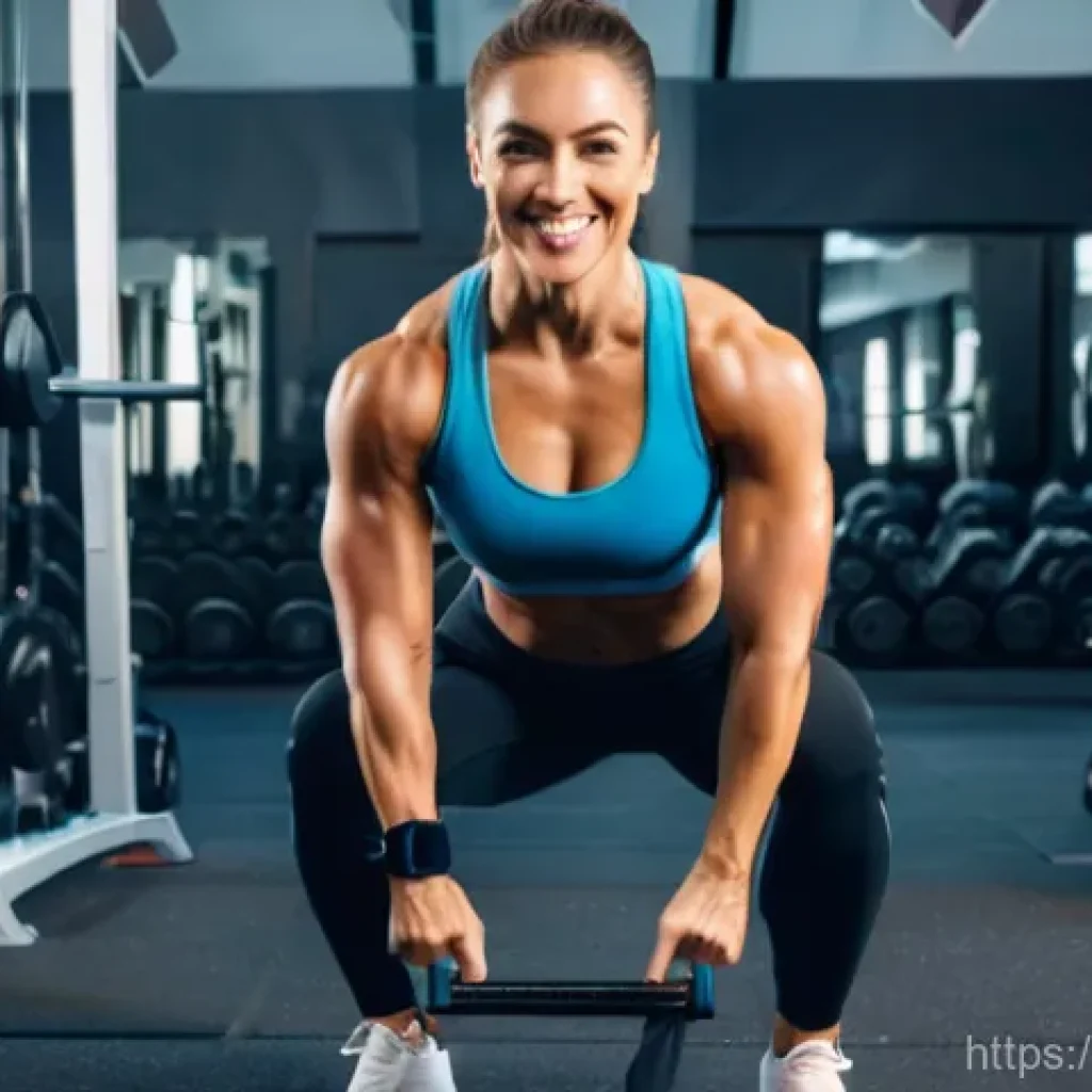 퍼스널 트레이너 자격증 비교 - A dynamic, full-body shot of a highly professional female fitness trainer, mid-30s, with an athletic...