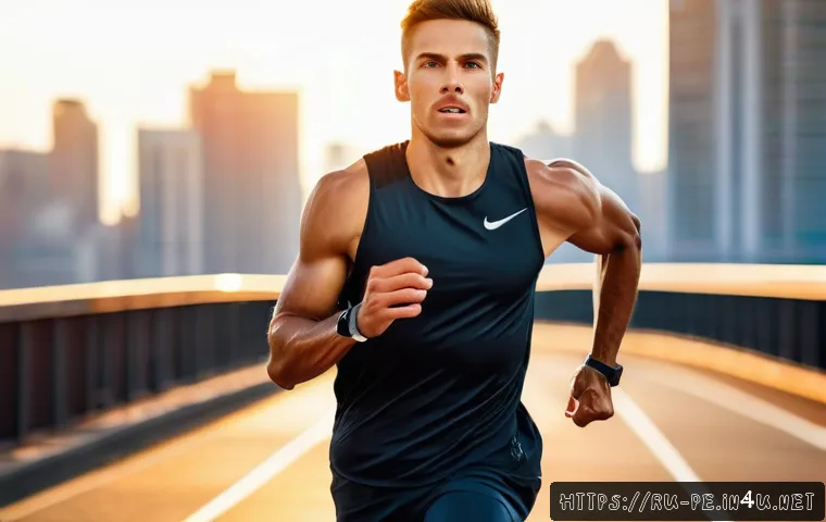 VO2max 증가 방법 - A dynamic scene of a young adult male athlete performing high-intensity interval running on a modern...